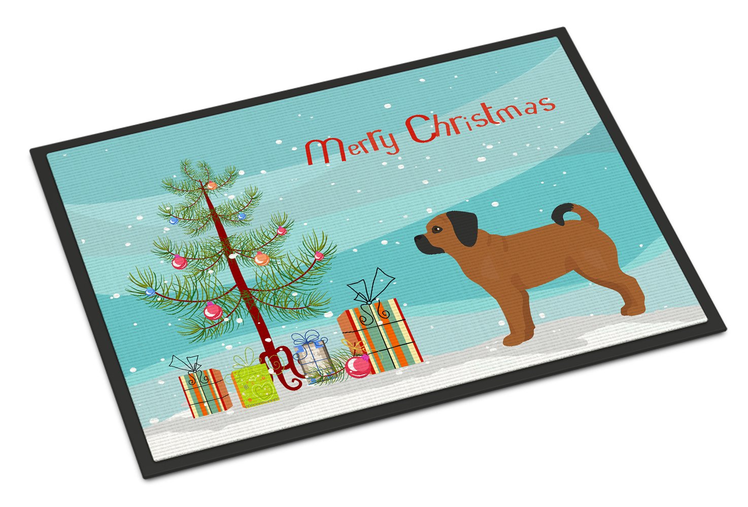 Puggle Christmas Tree Indoor or Outdoor Mat 24x36 CK3863JMAT by Caroline's Treasures