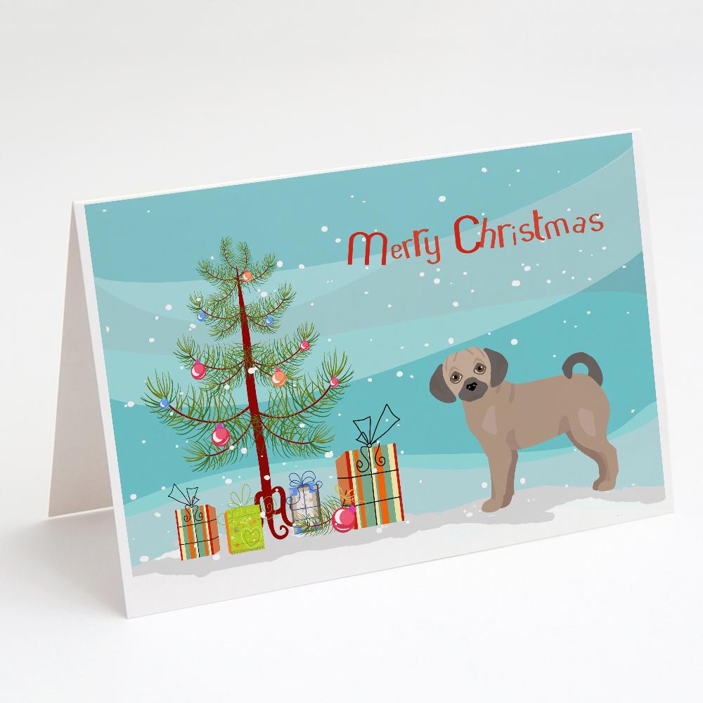 Buy this Fawn Puggle Christmas Tree Greeting Cards and Envelopes Pack of 8