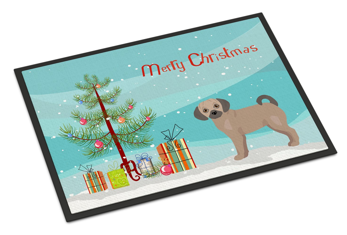 Fawn Puggle Christmas Tree Indoor or Outdoor Mat 24x36 CK3864JMAT by Caroline's Treasures