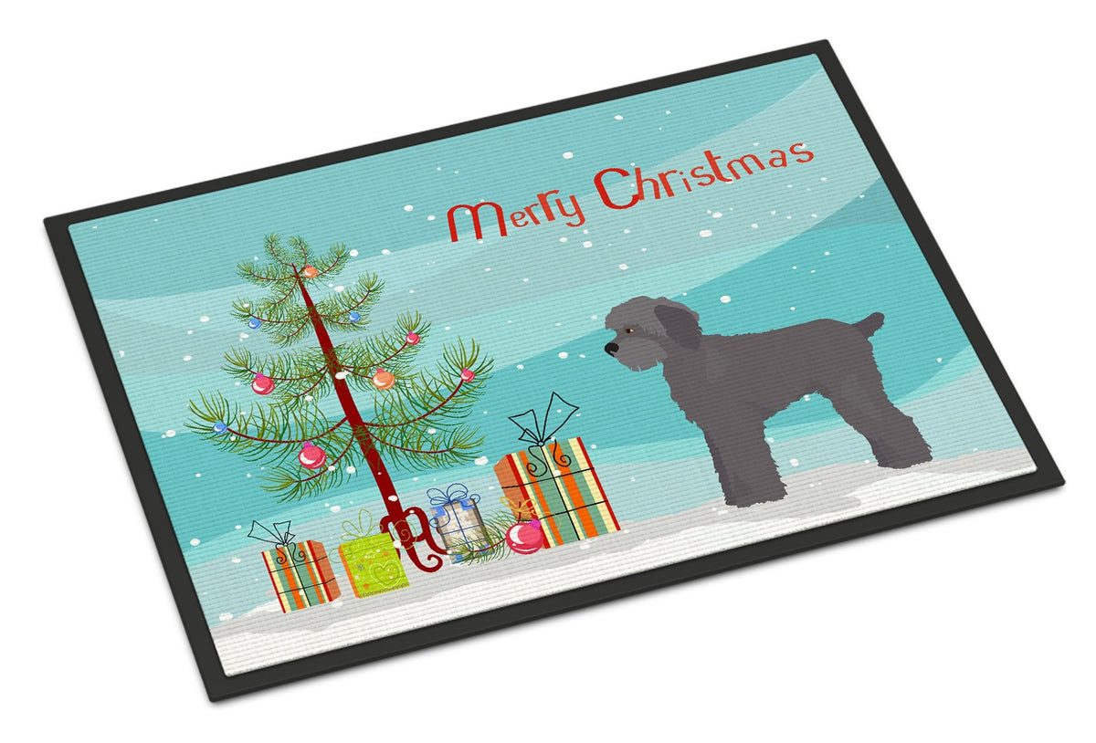 Grey Schnoodle Christmas Tree Indoor or Outdoor Mat 24x36 CK3865JMAT by Caroline&#39;s Treasures