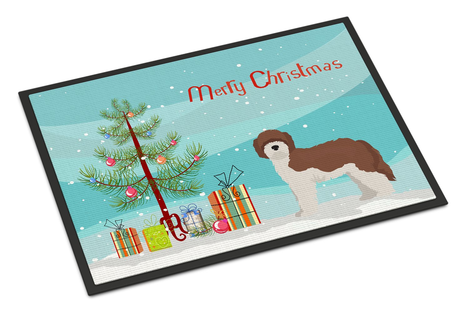 Sheepadoodle Christmas Tree Indoor or Outdoor Mat 24x36 CK3867JMAT by Caroline's Treasures