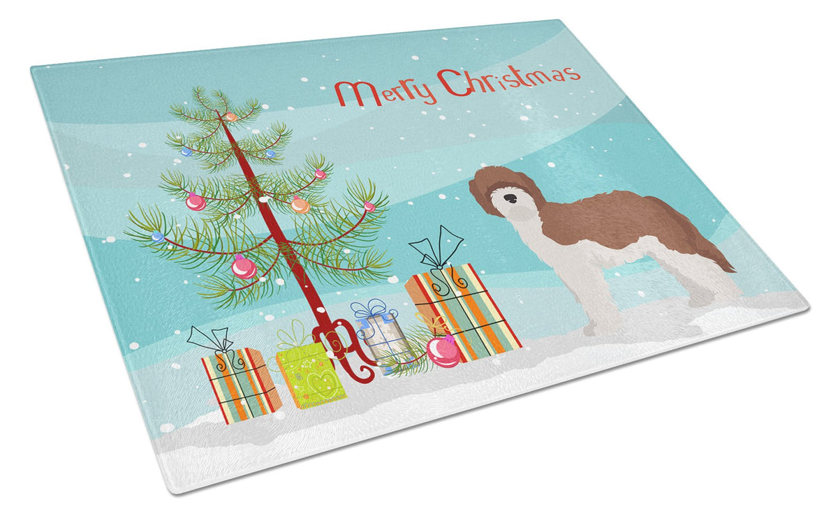 Sheepadoodle Christmas Tree Glass Cutting Board Large CK3867LCB by Caroline&#39;s Treasures