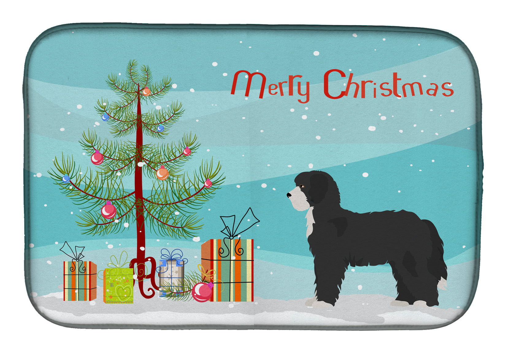 Black Sheepadoodle Christmas Tree Dish Drying Mat CK3868DDM  the-store.com.