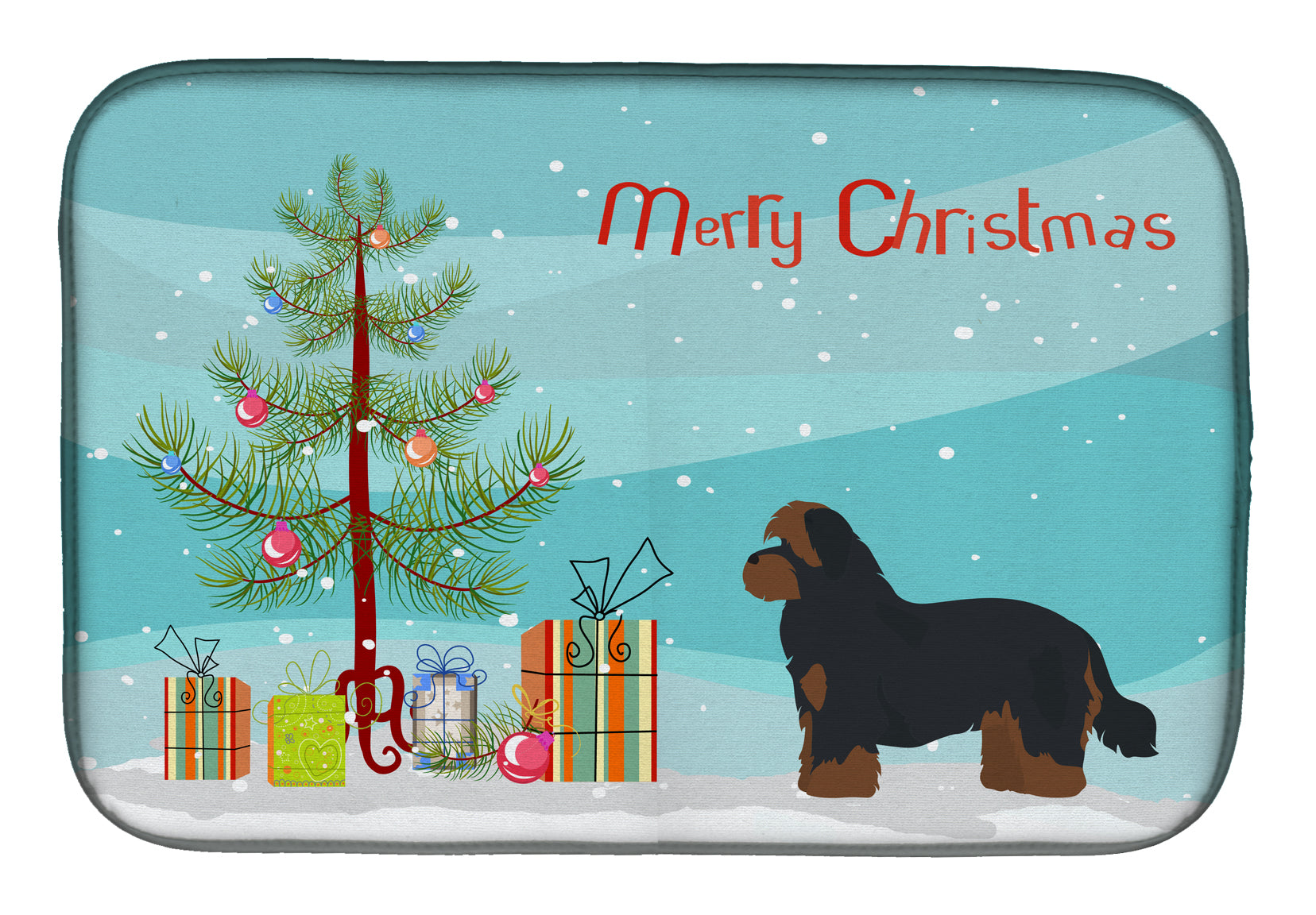 Shorkie #1 Christmas Tree Dish Drying Mat CK3875DDM  the-store.com.