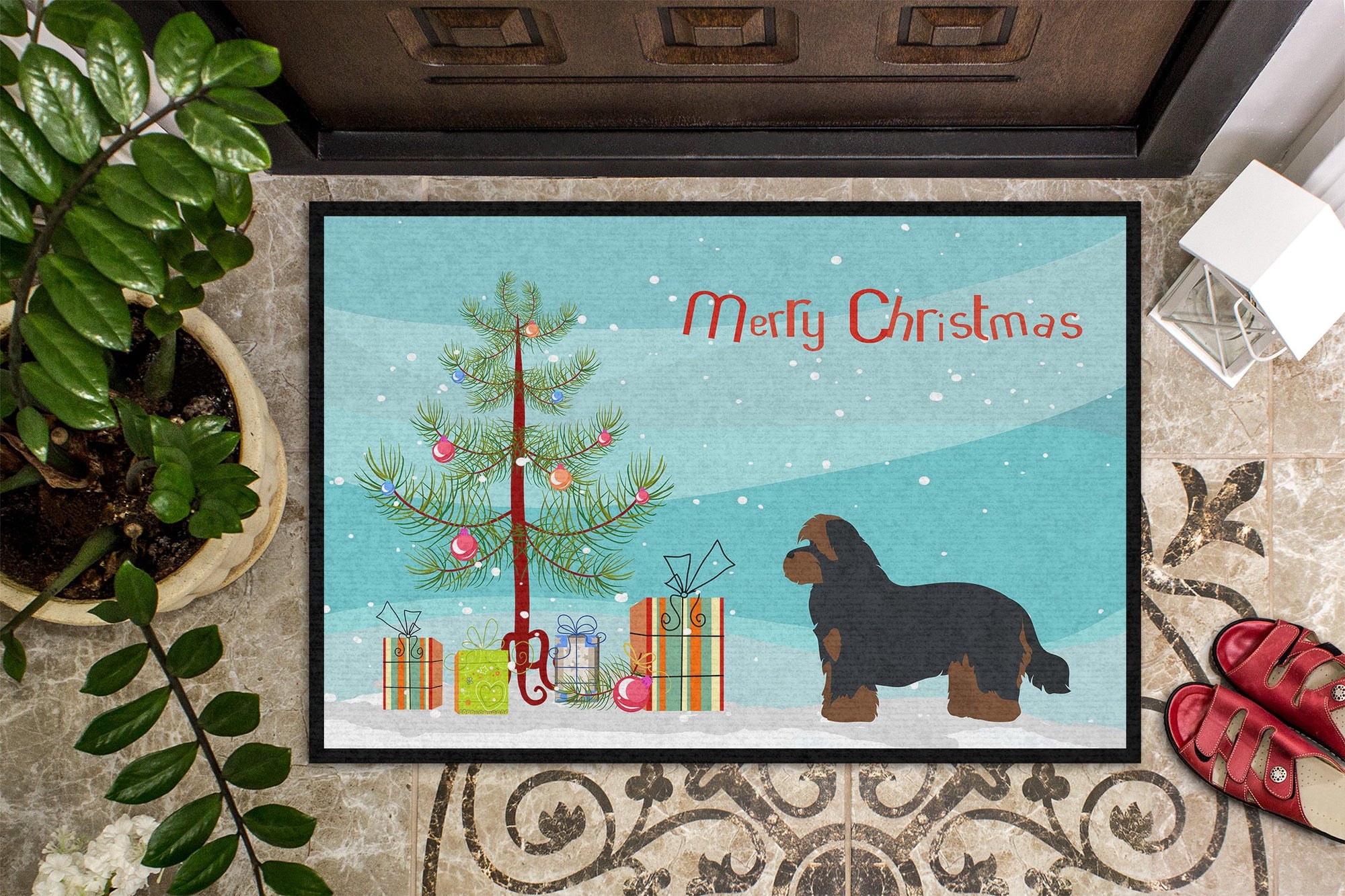 Shorkie #1 Christmas Tree Indoor or Outdoor Mat 24x36 CK3875JMAT by Caroline's Treasures