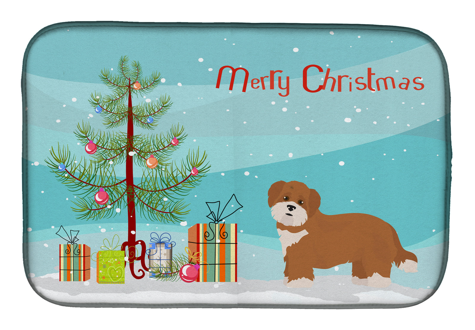 Shorkie #2 Christmas Tree Dish Drying Mat CK3876DDM  the-store.com.