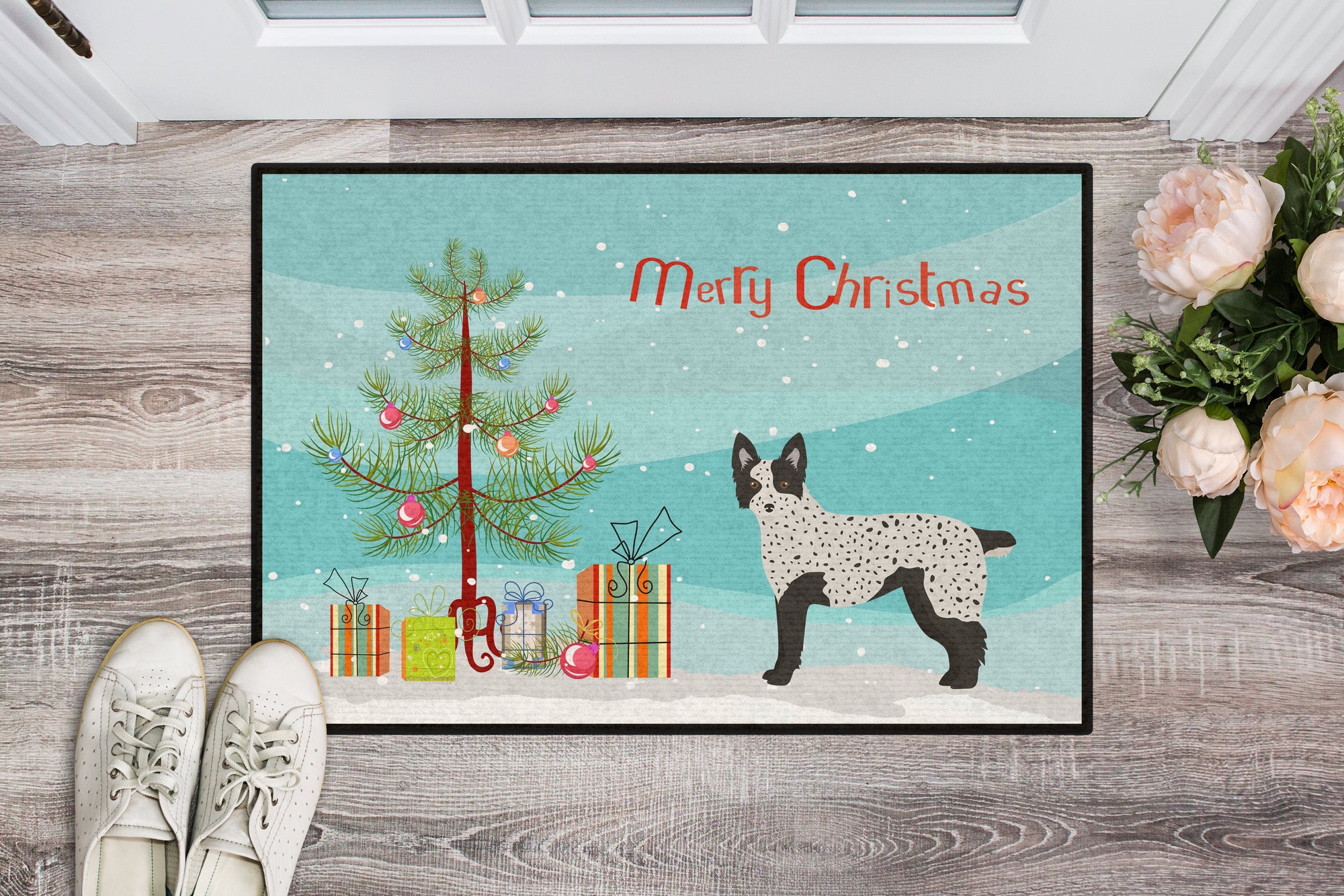 Texas Heeler Christmas Tree Indoor or Outdoor Mat 24x36 CK3877JMAT by Caroline's Treasures