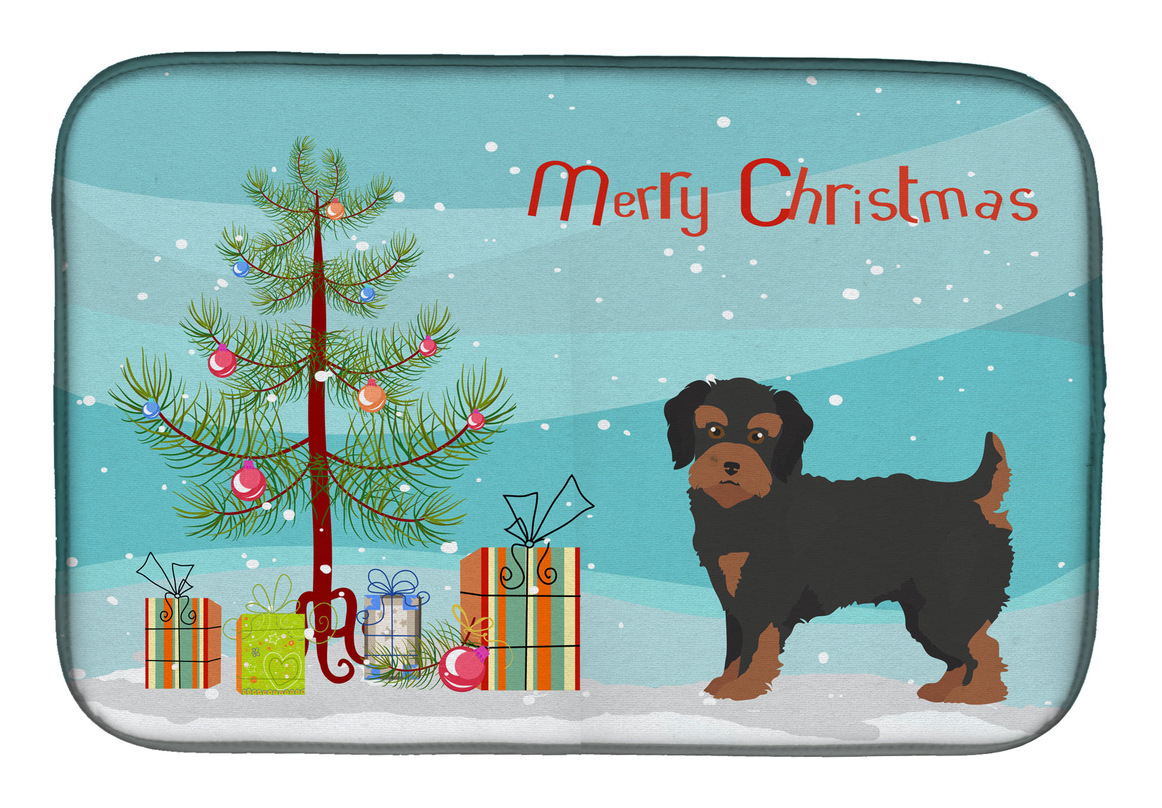 Yorkiepoo #1 Christmas Tree Dish Drying Mat CK3882DDM  the-store.com.