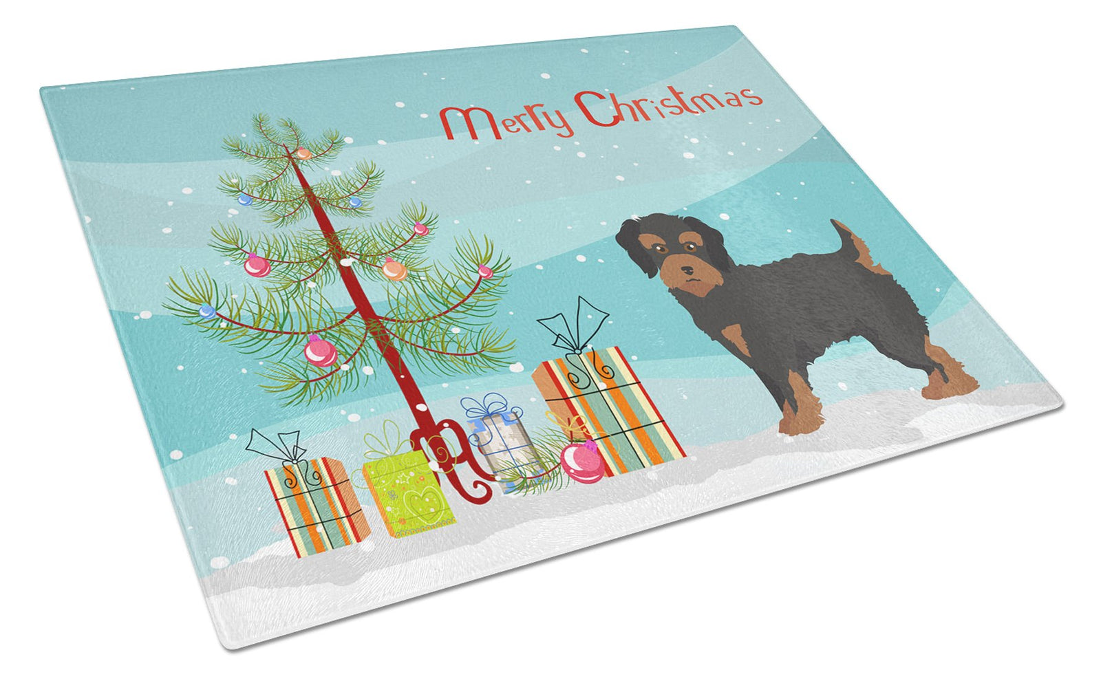 Yorkiepoo #1 Christmas Tree Glass Cutting Board Large CK3882LCB by Caroline's Treasures