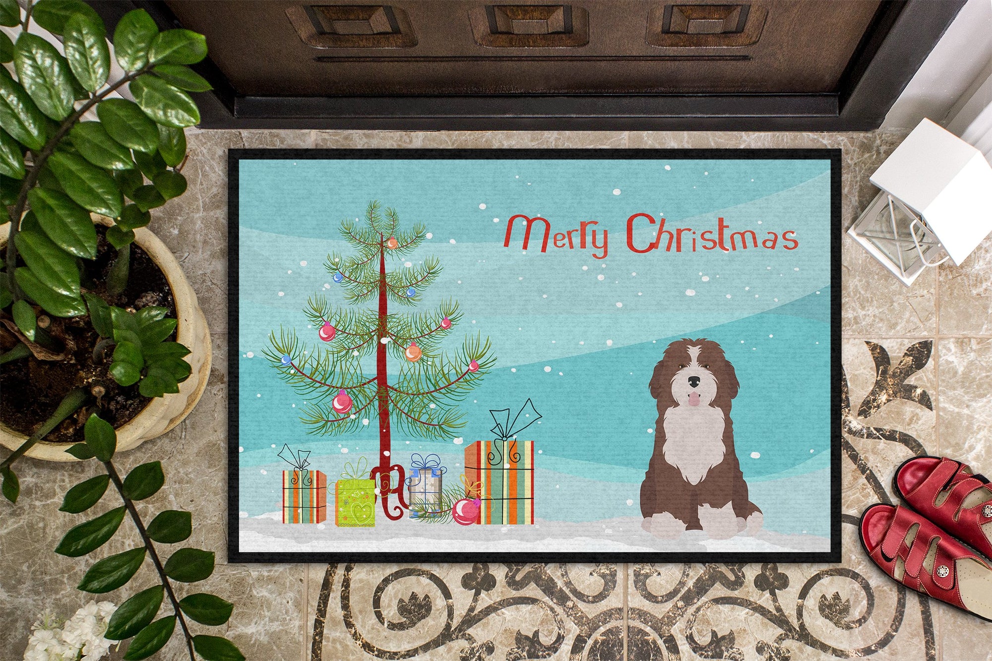 Bernedoodle #2 Christmas Tree Indoor or Outdoor Mat 24x36 CK3886JMAT by Caroline's Treasures