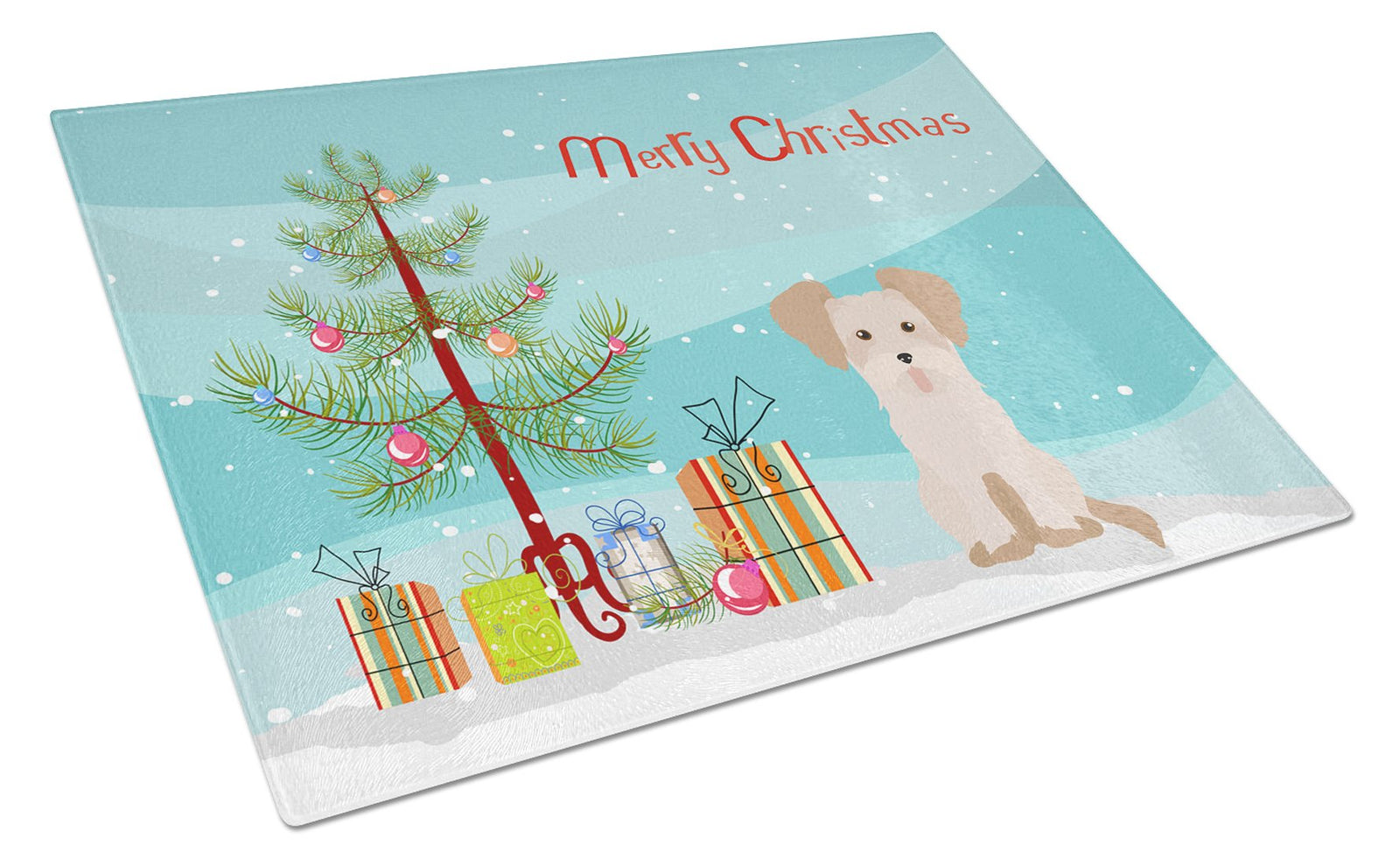 Morkie #3 Christmas Tree Glass Cutting Board Large CK3889LCB by Caroline's Treasures