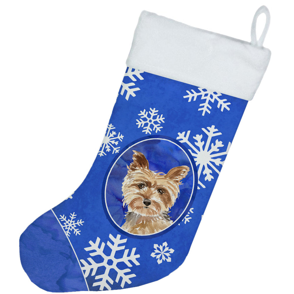 Yorkie Winter Snowflakes Christmas Stocking CK3892CS  the-store.com.