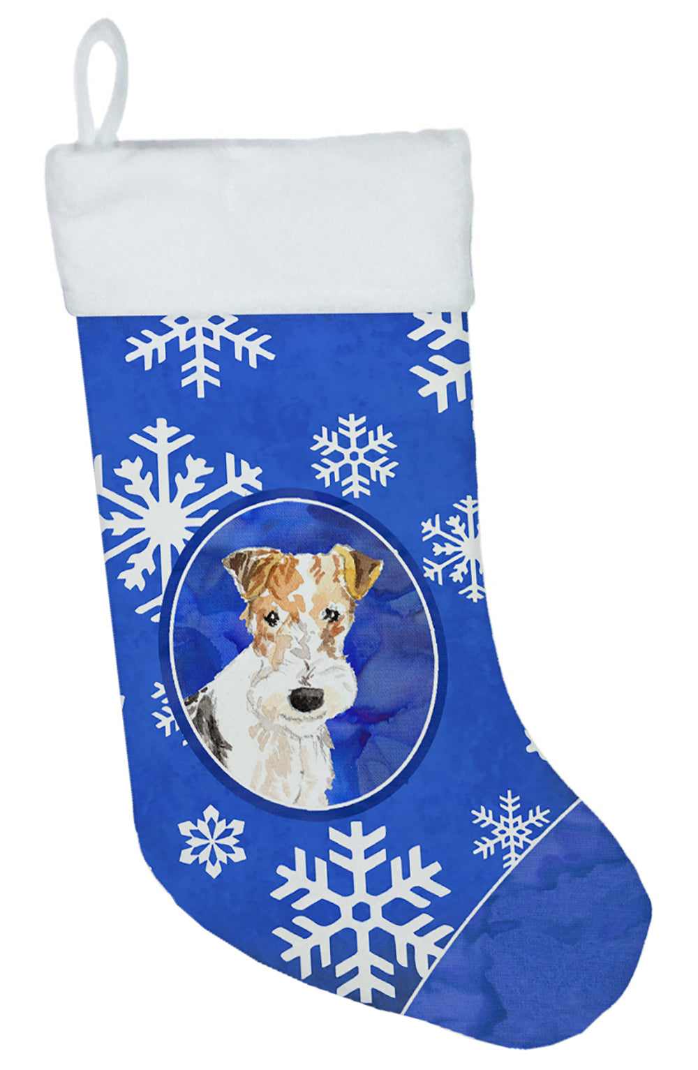 Fox Terrier Winter Snowflakes Christmas Stocking CK3893CS  the-store.com.