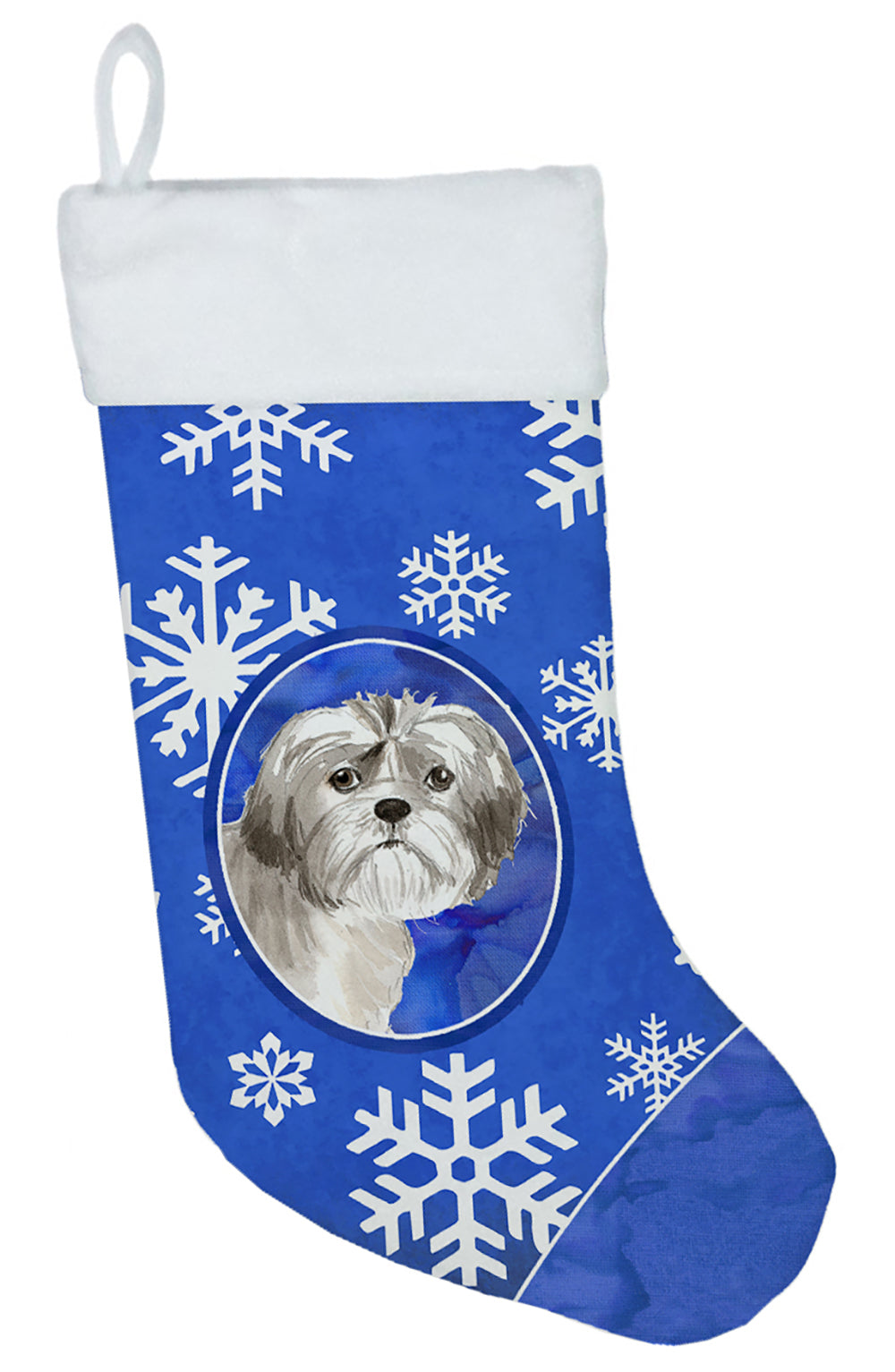 Shih Tzu Puppy Winter Snowflakes Christmas Stocking CK3900CS  the-store.com.