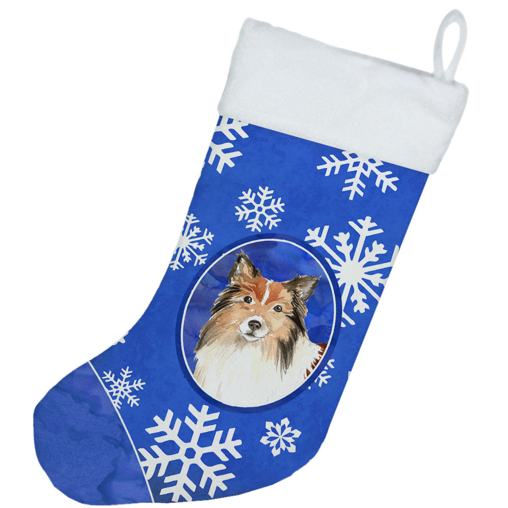 Sheltie Winter Snowflakes Christmas Stocking CK3902CS  the-store.com.