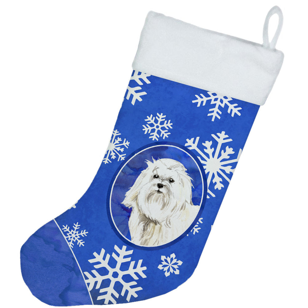 Maltese Winter Snowflakes Christmas Stocking CK3909CS  the-store.com.