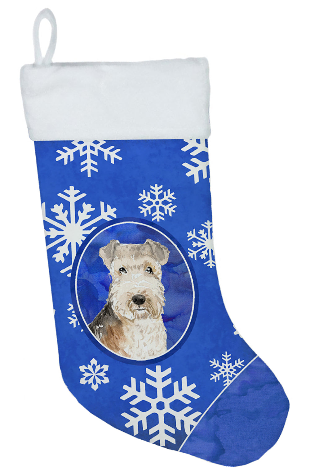 Lakeland Terrier Winter Snowflakes Christmas Stocking CK3911CS  the-store.com.