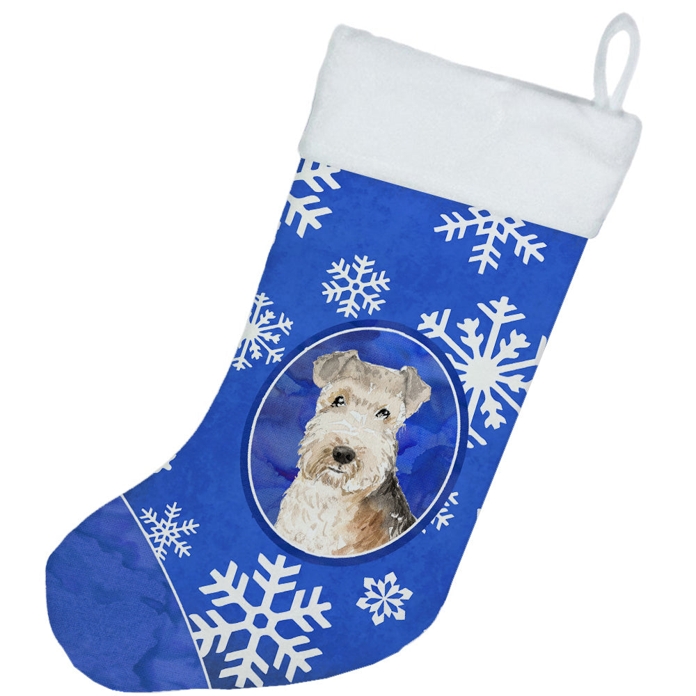 Lakeland Terrier Winter Snowflakes Christmas Stocking CK3911CS  the-store.com.