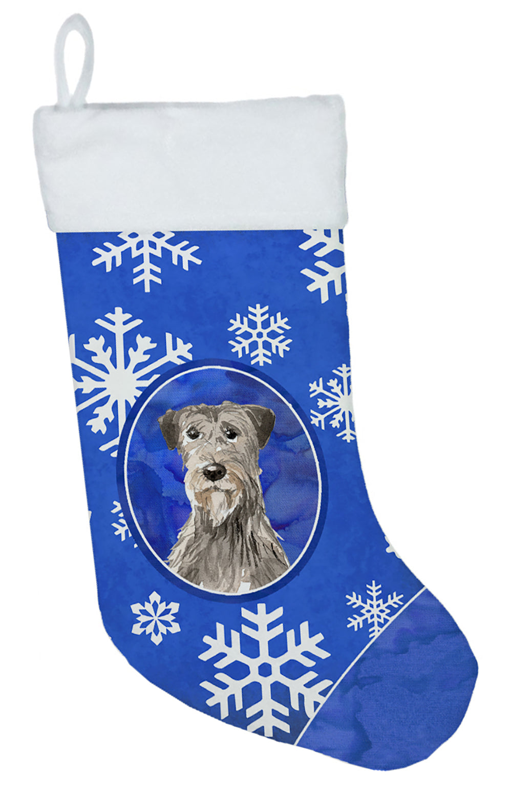 Irish Wolfhound Winter Snowflakes Christmas Stocking CK3914CS  the-store.com.