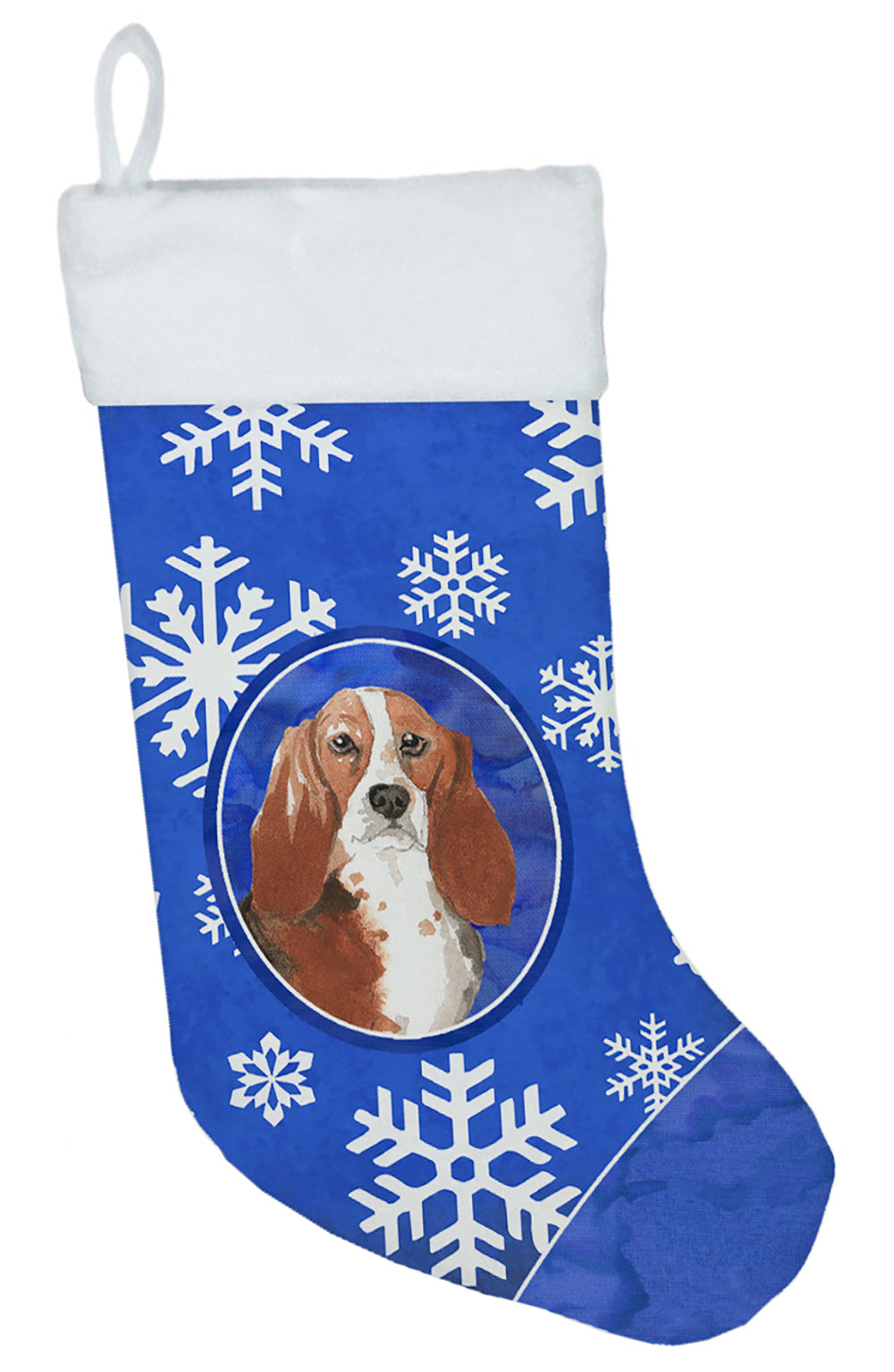 Basset Hound Winter Snowflakes Christmas Stocking CK3928CS  the-store.com.