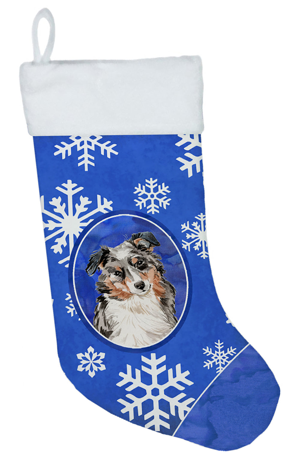 Winter Snowflakes Australian Shepherd Christmas Stocking CK3934CS  the-store.com.