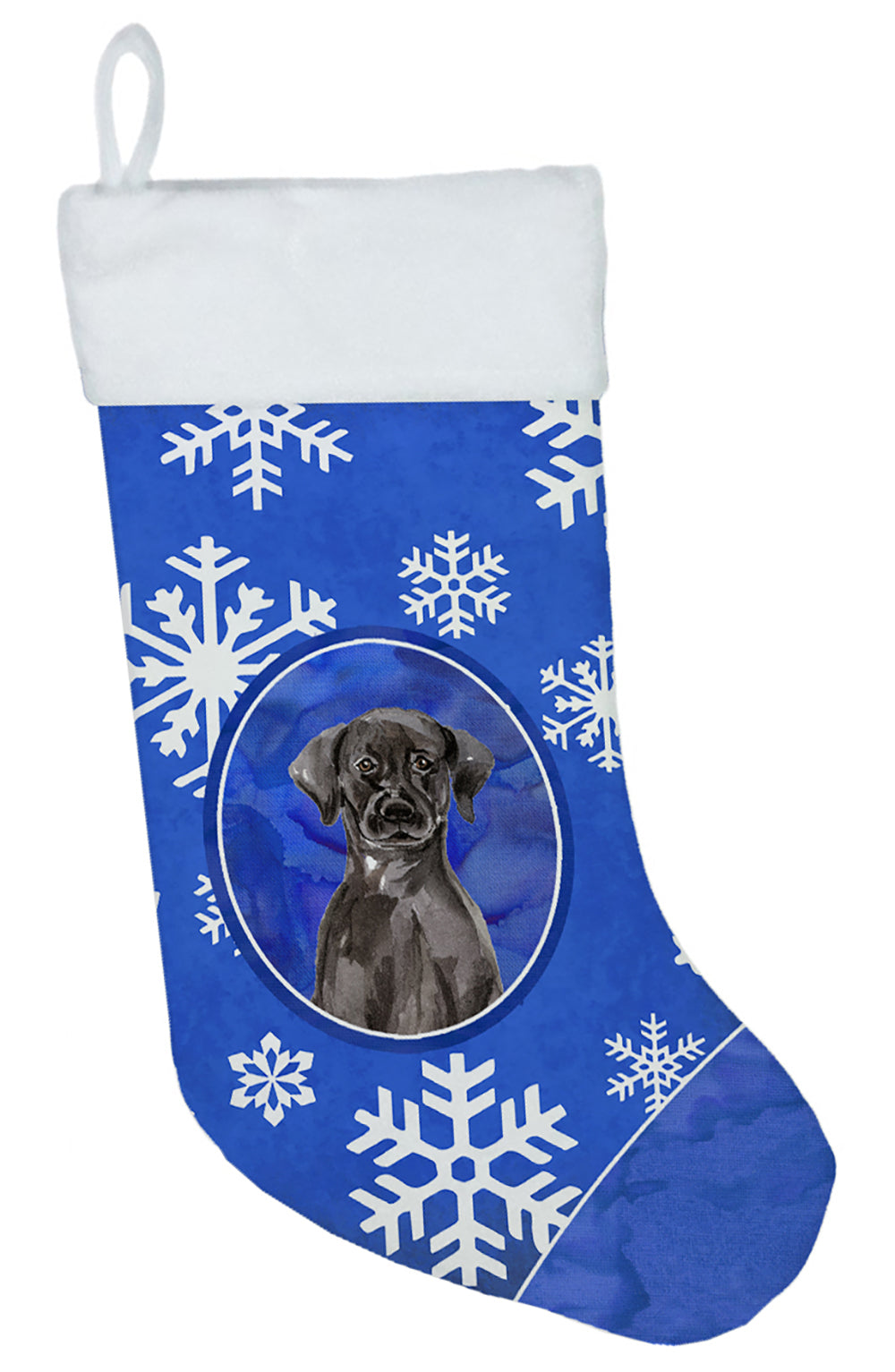 Winter Snowflakes Black Labrador Retriever Christmas Stocking CK3935CS  the-store.com.