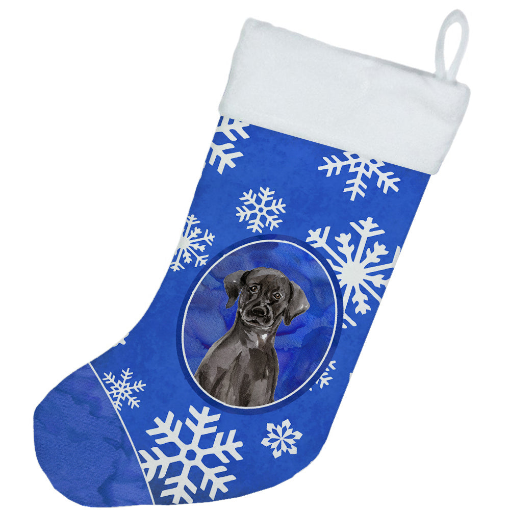 Winter Snowflakes Black Labrador Retriever Christmas Stocking CK3935CS  the-store.com.