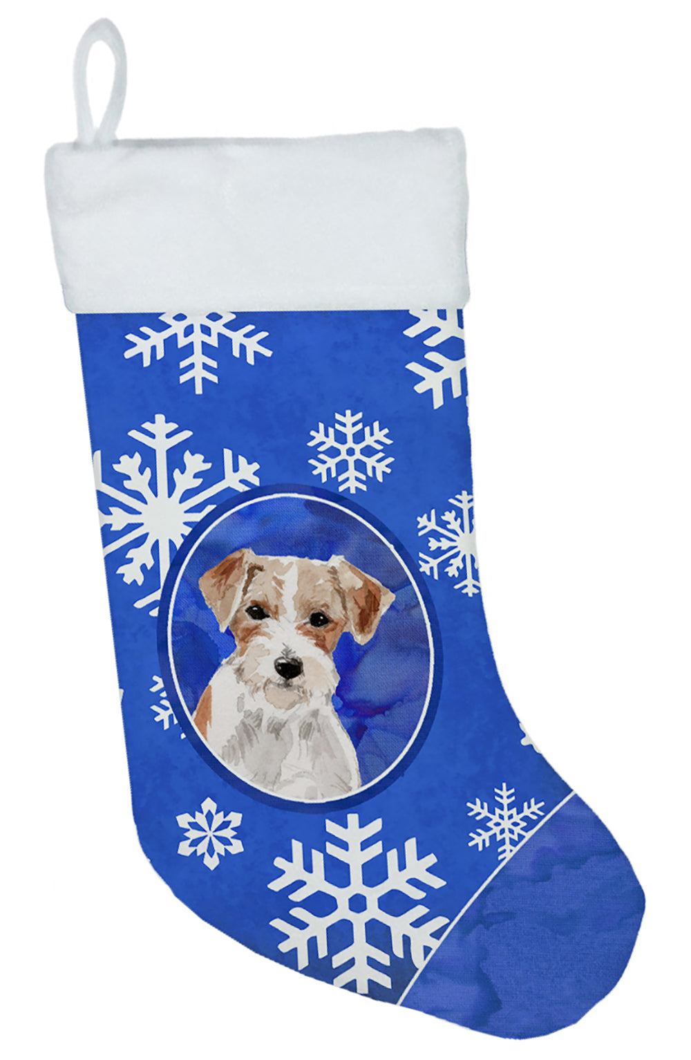 Winter Snowflakes Jack Russell Terrier Christmas Stocking CK3940CS  the-store.com.