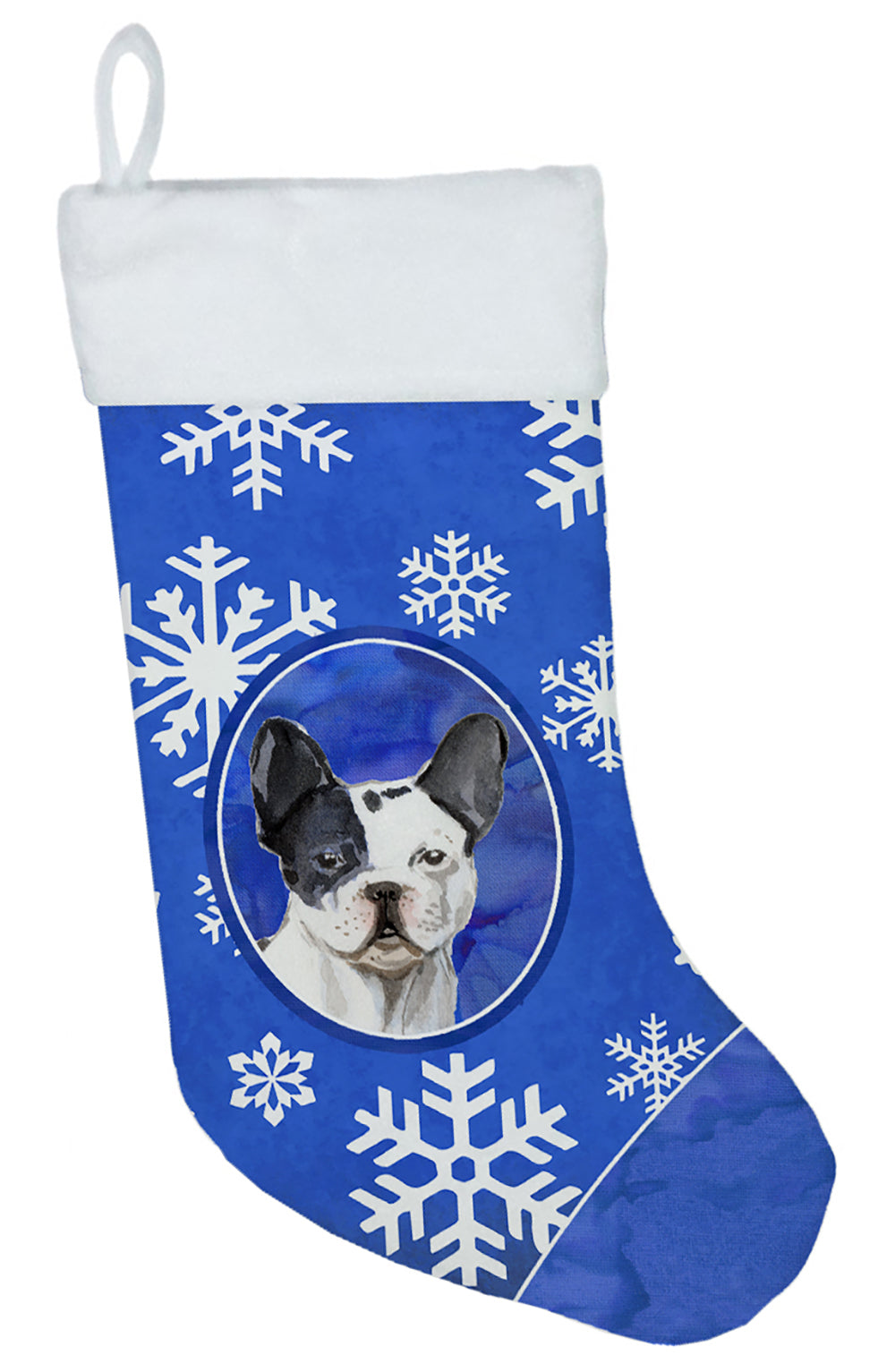 Winter Snowflakes French Bulldog Christmas Stocking CK3944CS  the-store.com.