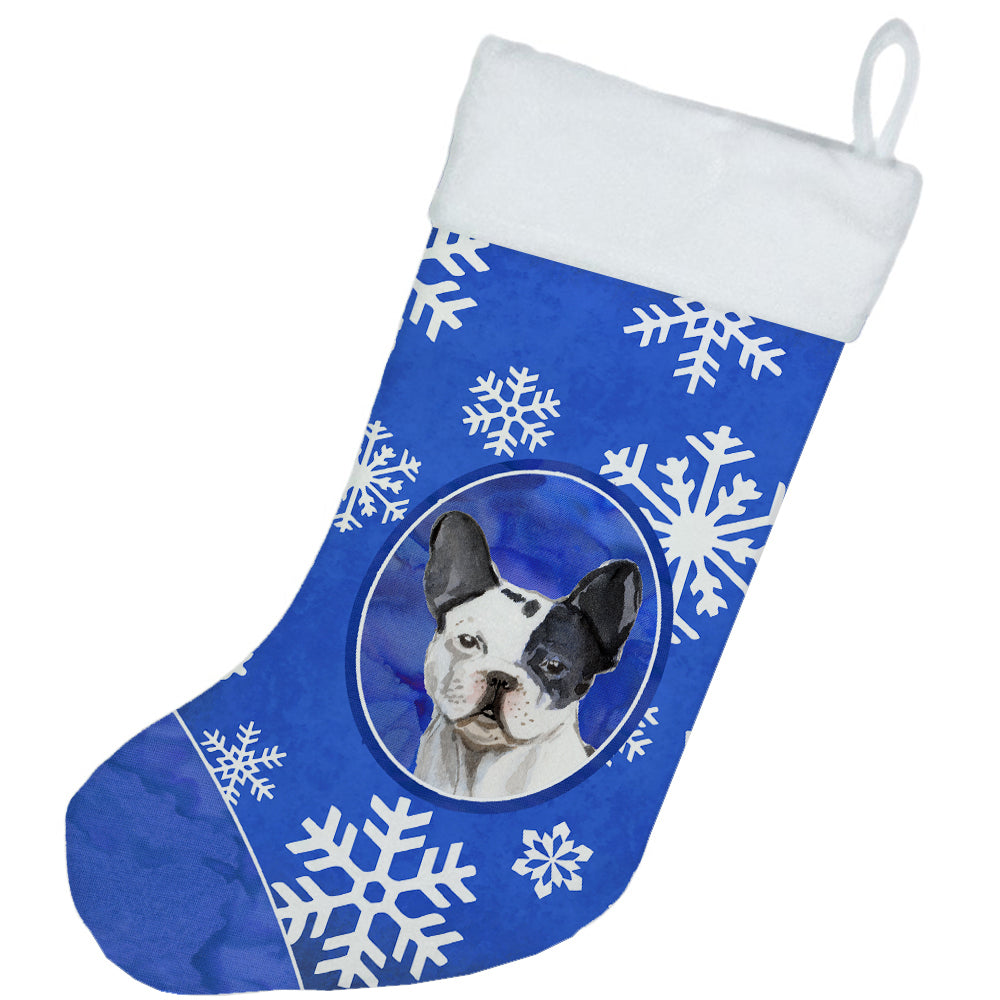 Winter Snowflakes French Bulldog Christmas Stocking CK3944CS  the-store.com.