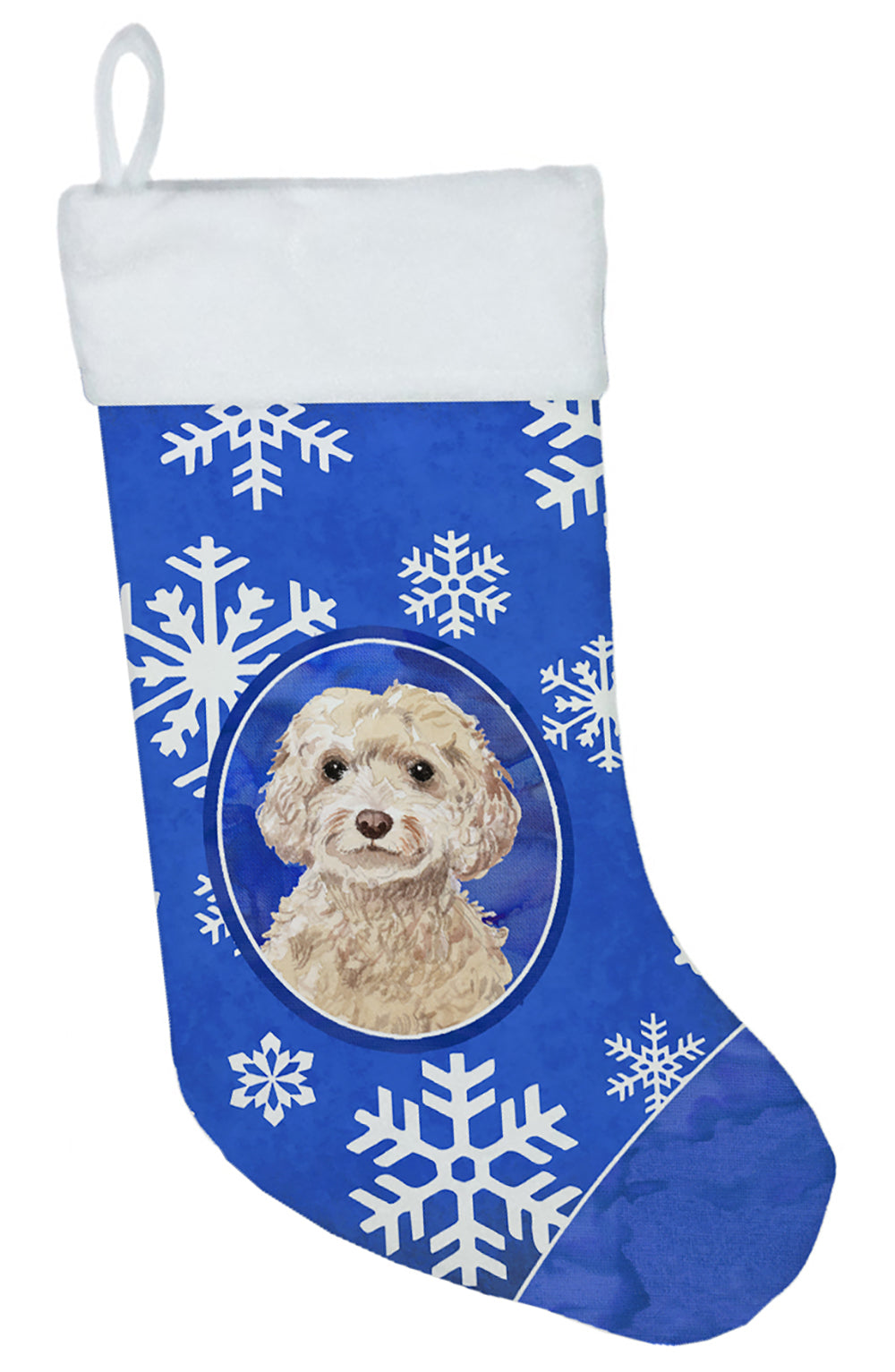 Winter Snowflakes Champagne Cockapoo Christmas Stocking CK3947CS  the-store.com.