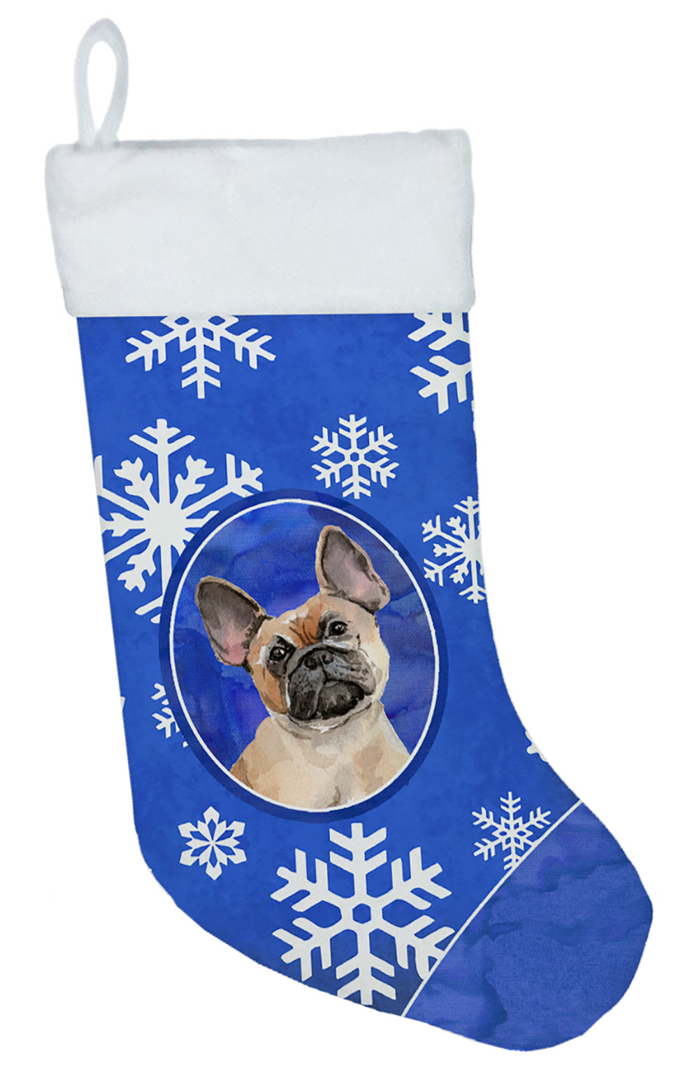 Winter Snowflakes Fawn French Bulldog Christmas Stocking CK3954CS  the-store.com.