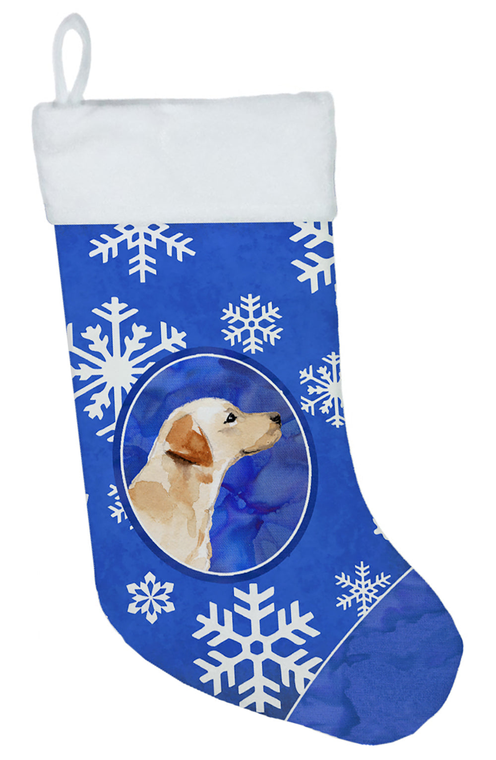 Winter Snowflakes Labrador Retriever Yellow Christmas Stocking CK3960CS  the-store.com.