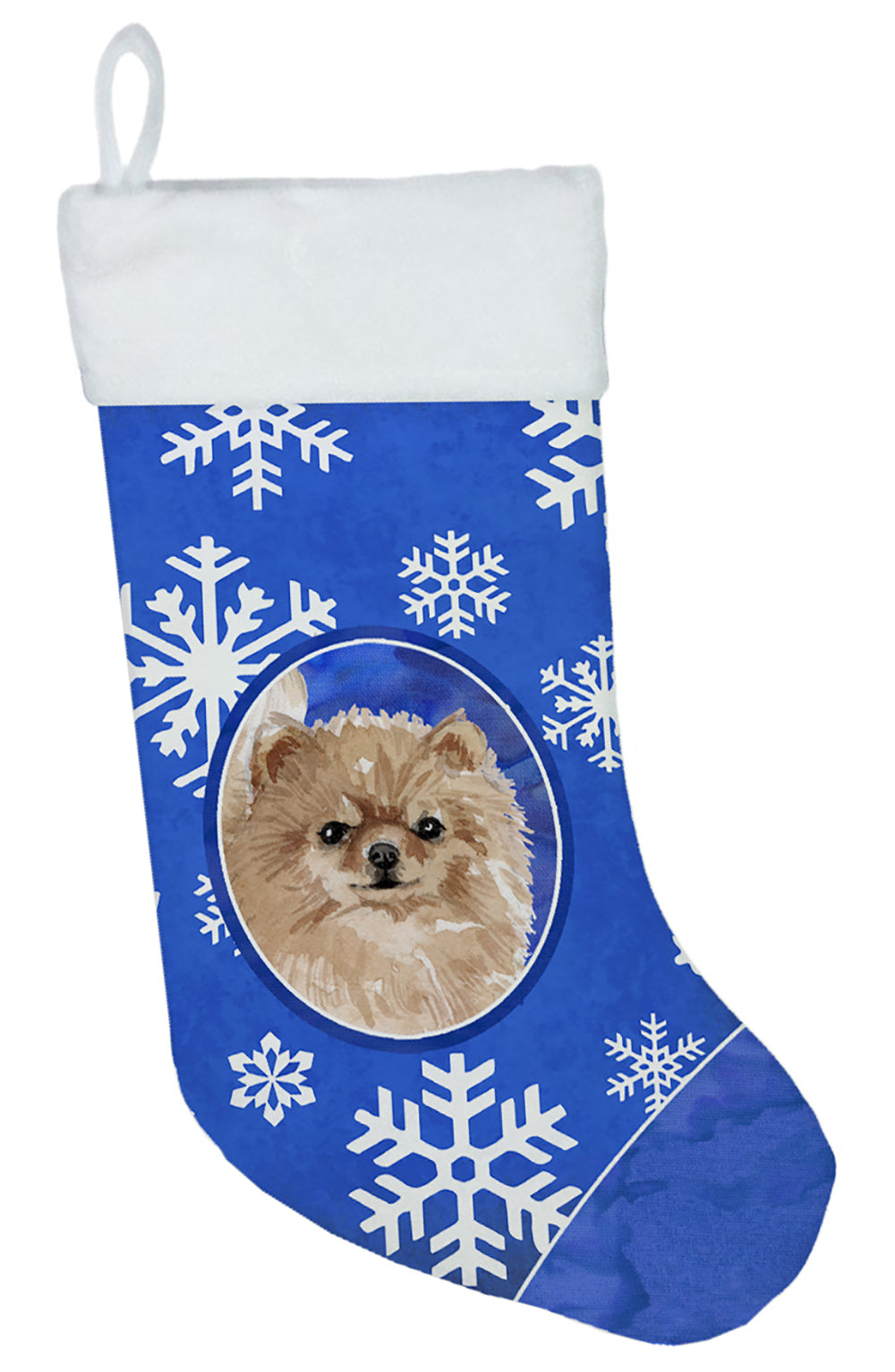 Winter Snowflakes Pomeranian Christmas Stocking CK3962CS  the-store.com.