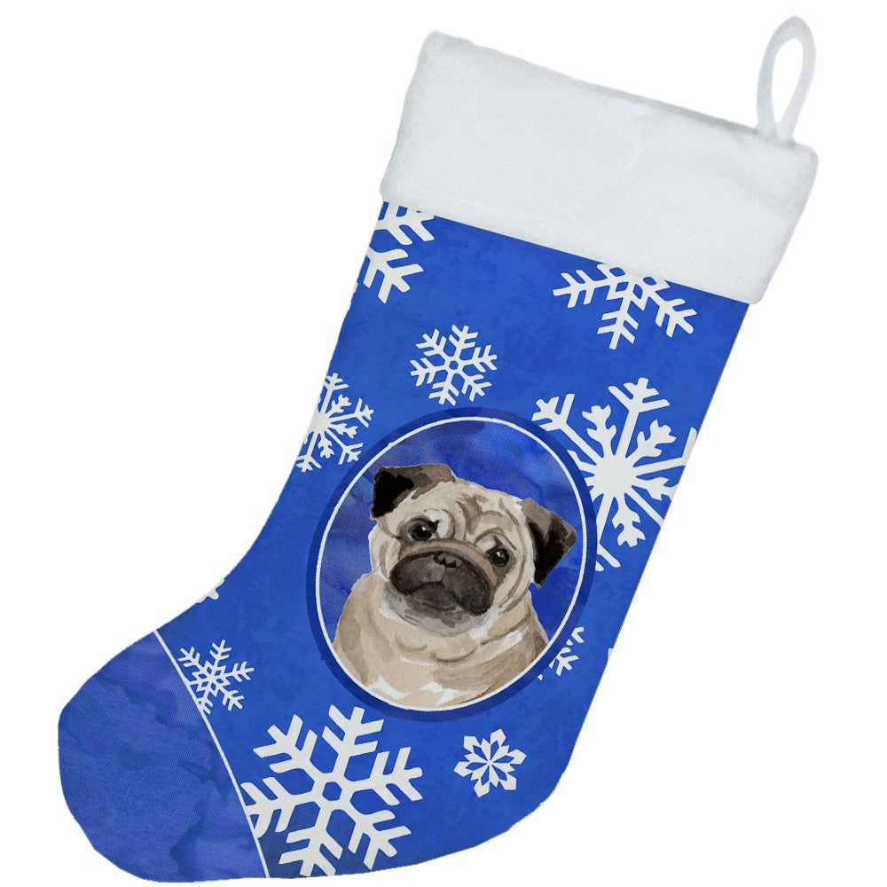 Winter Snowflakes Pug Christmas Stocking CK3963CS  the-store.com.