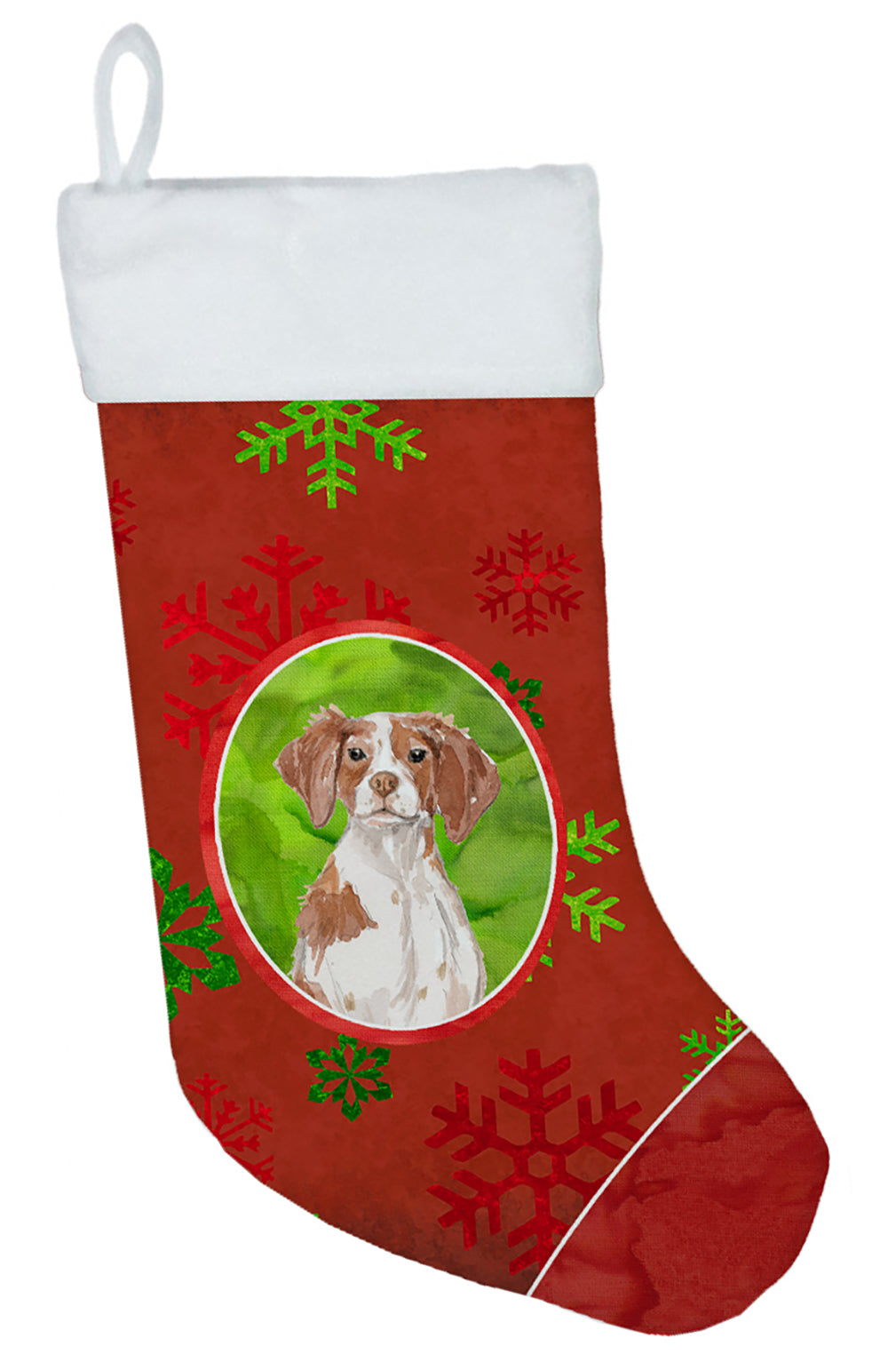 Christmas Snowflakes Brittany Spaniel Christmas Stocking CK3971CS  the-store.com.