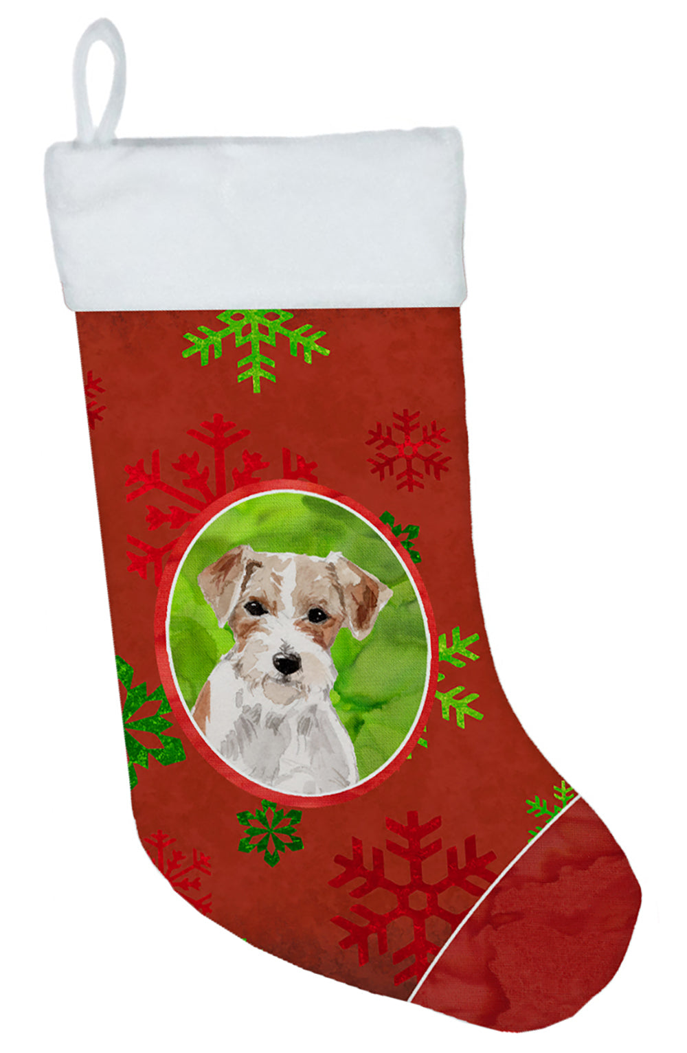 Christmas Snowflakes Jack Russell Terrier Christmas Stocking CK3975CS  the-store.com.