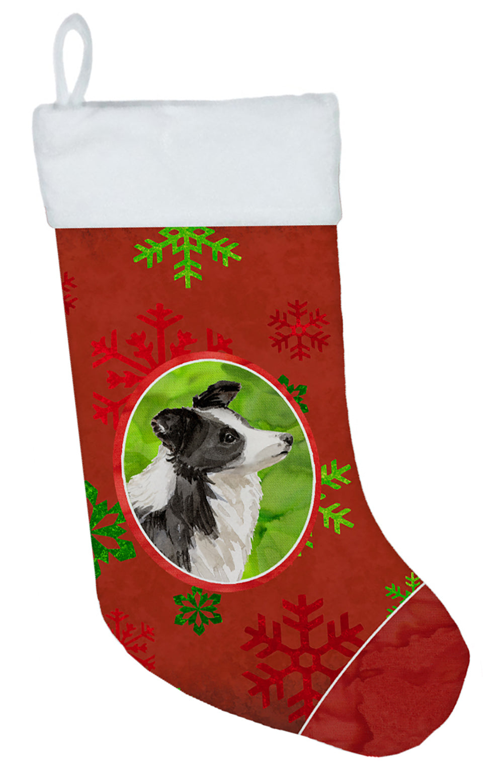 Christmas Snowflakes Border Collie Christmas Stocking CK3980CS  the-store.com.