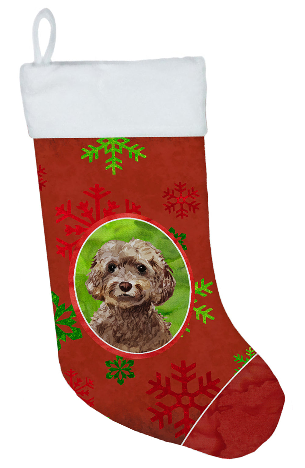 Christmas Snowflakes Brown Cockapoo Christmas Stocking CK3981CS  the-store.com.