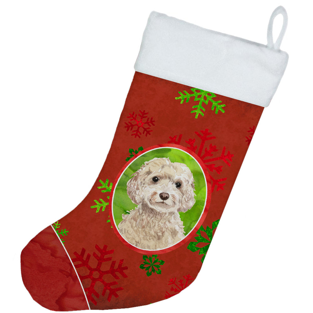 Christmas Snowflakes Champagne Cockapoo Christmas Stocking CK3982CS  the-store.com.