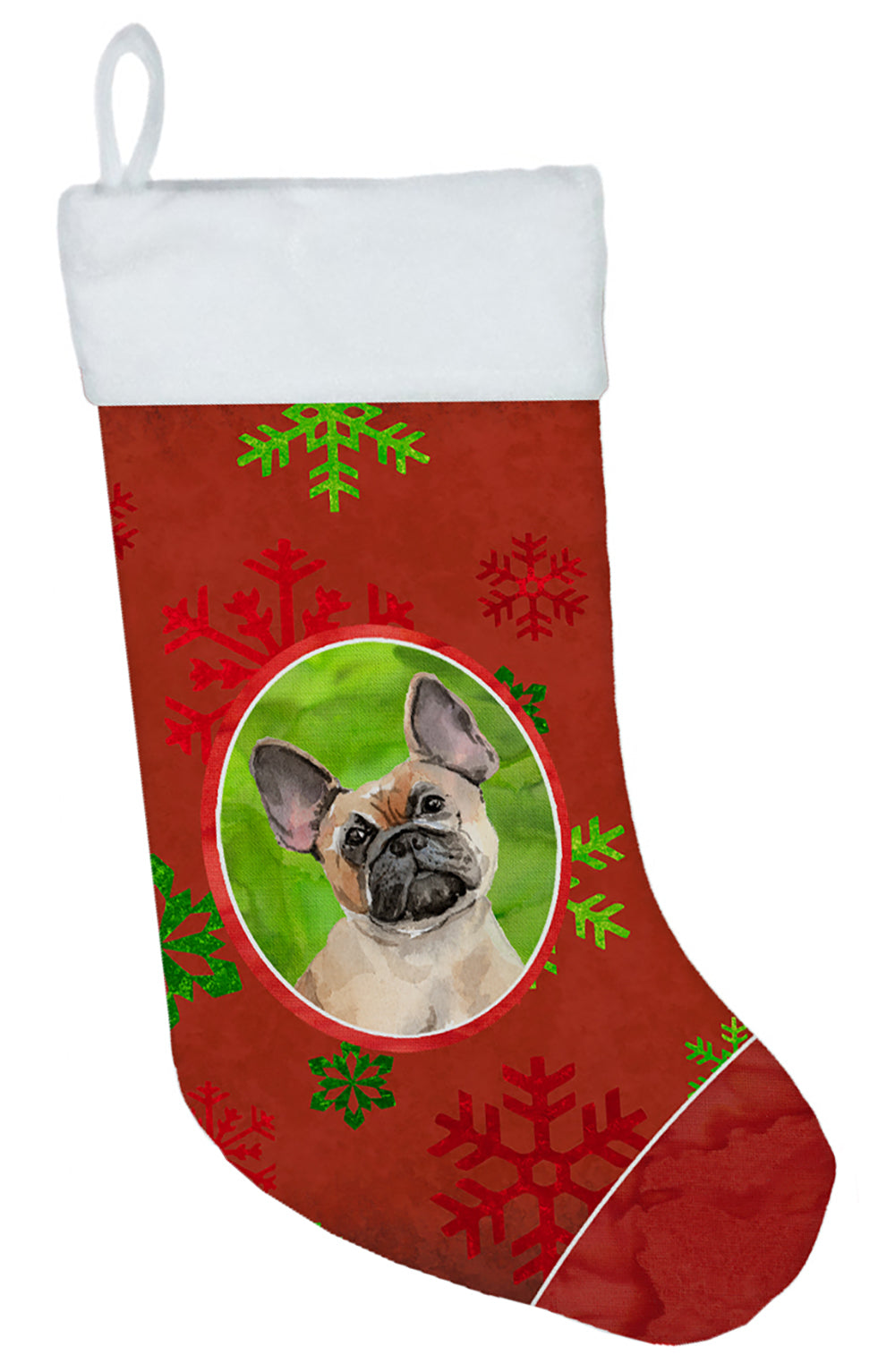 Christmas Snowflakes Fawn French Bulldog Christmas Stocking CK3989CS  the-store.com.