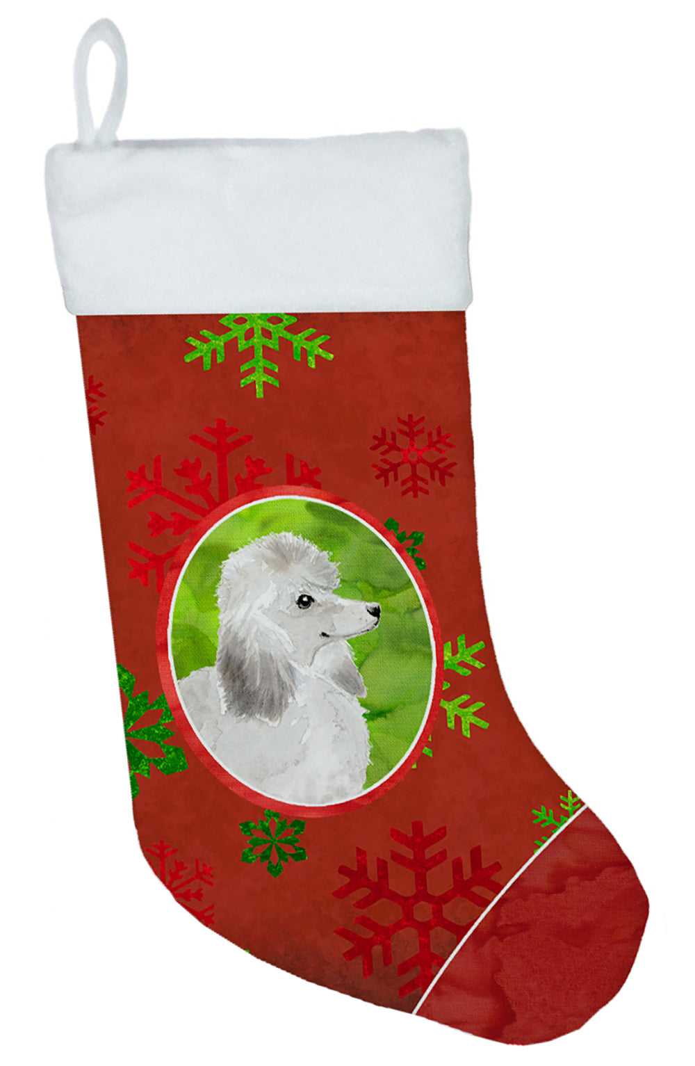 Christmas Snowflakes Silver Poodle Christmas Stocking CK3993CS  the-store.com.