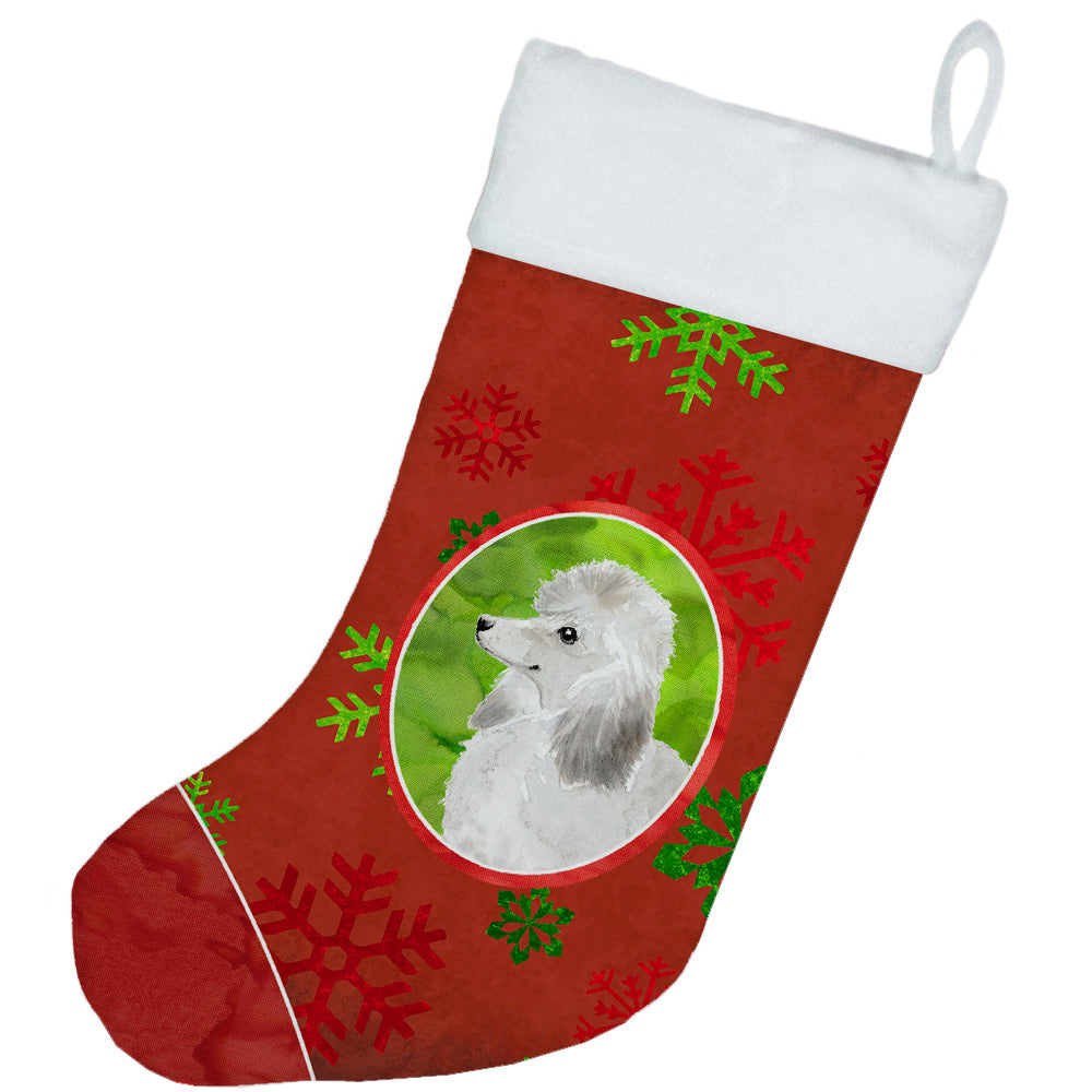 Christmas Snowflakes Silver Poodle Christmas Stocking CK3993CS  the-store.com.