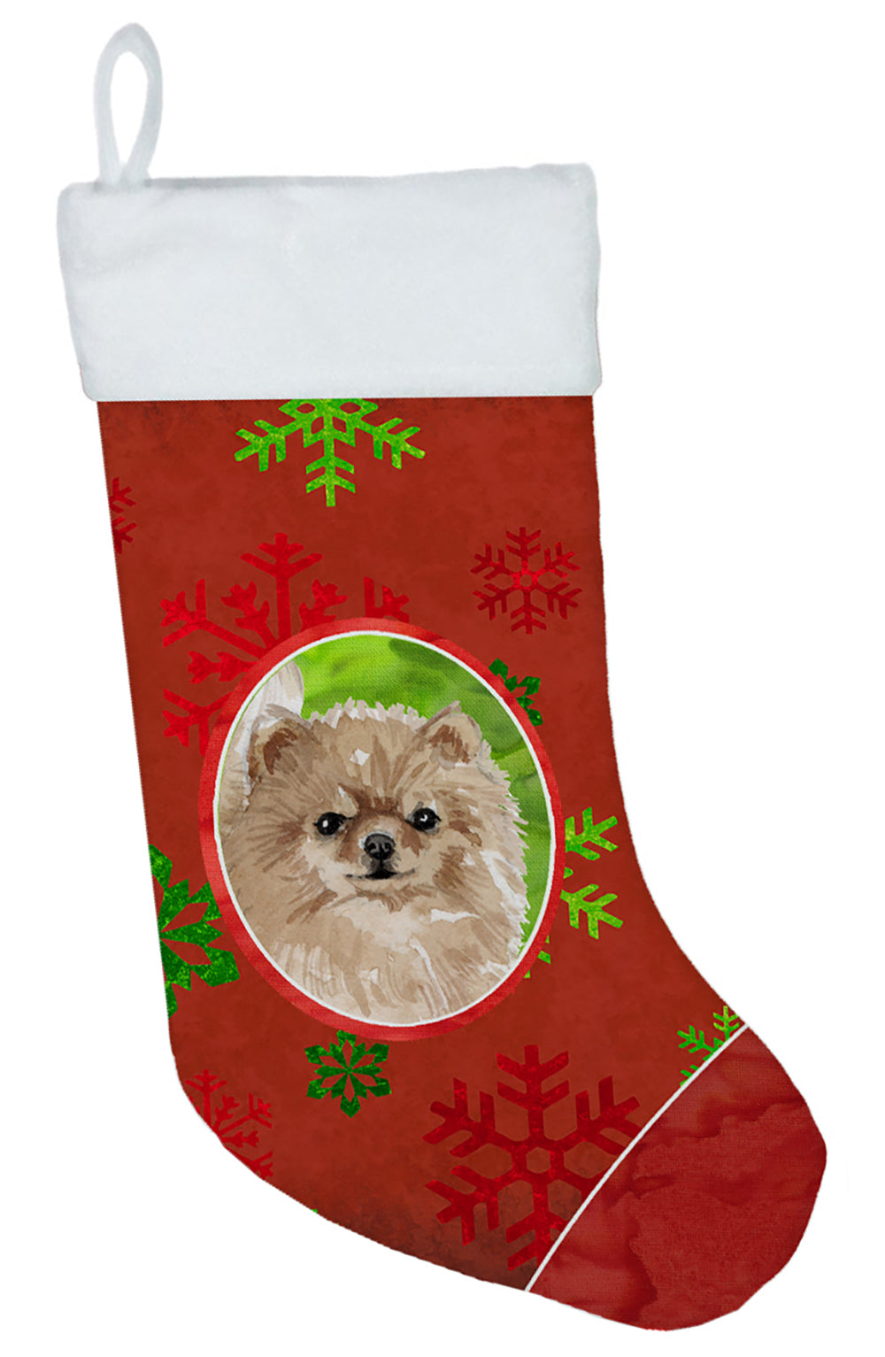 Christmas Snowflakes Pomeranian Christmas Stocking CK3997CS  the-store.com.