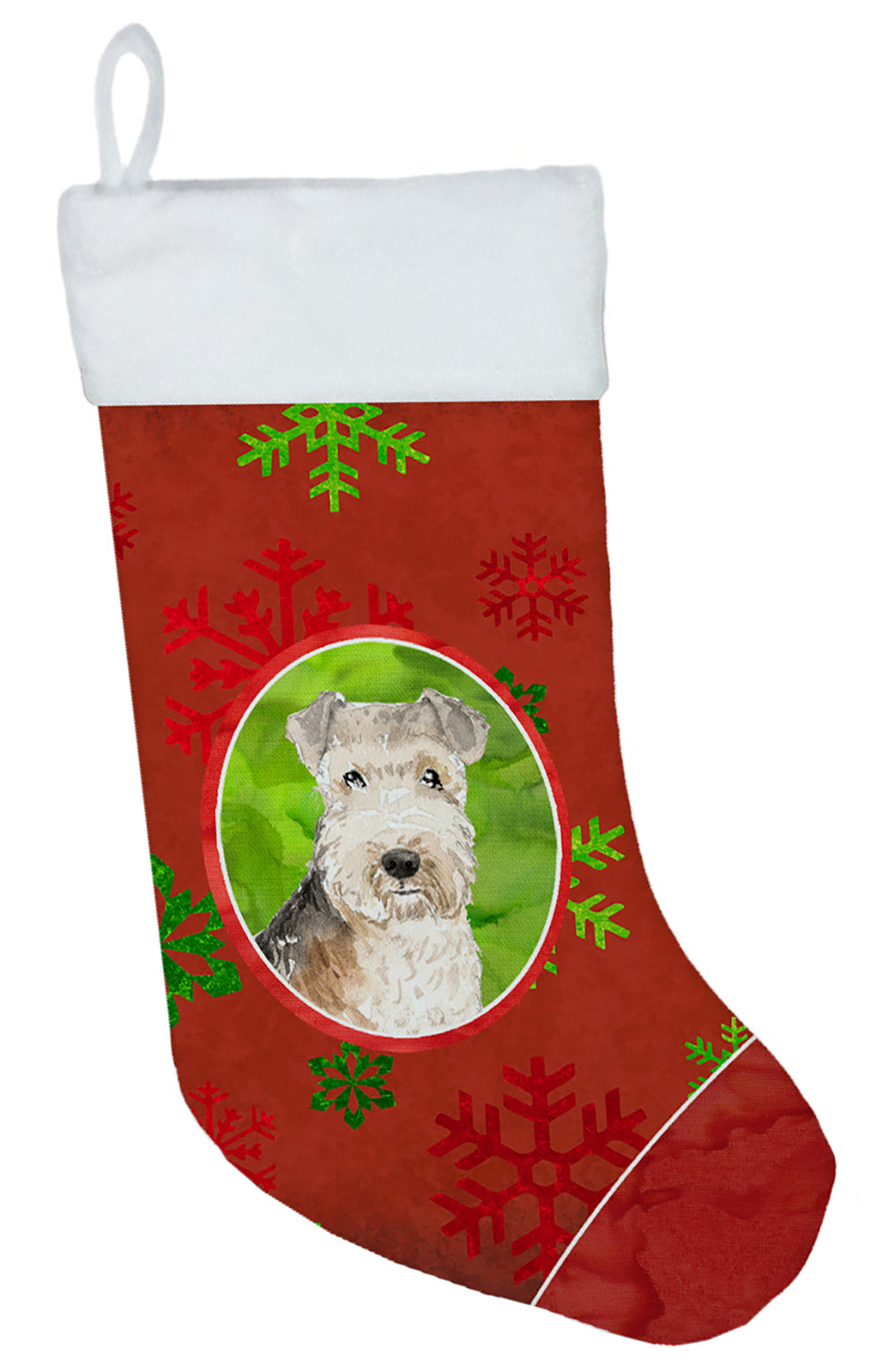 Christmas Snowflakes Lakeland Terrier Christmas Stocking CK4019CS  the-store.com.