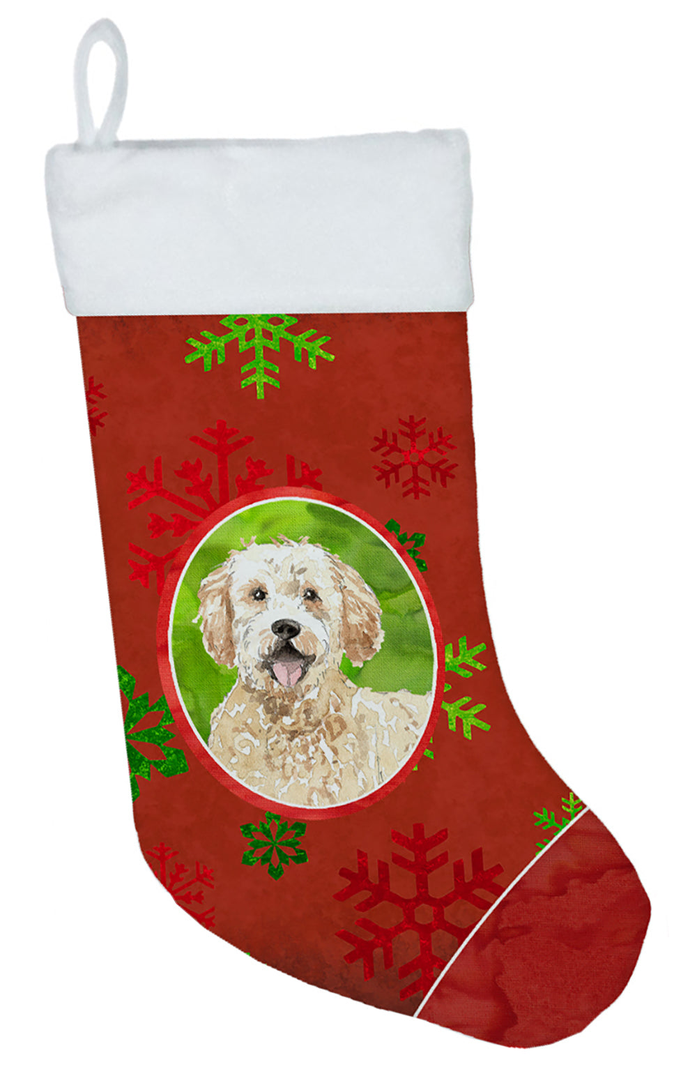 Christmas Snowflakes Goldendoodle Christmas Stocking CK4025CS  the-store.com.