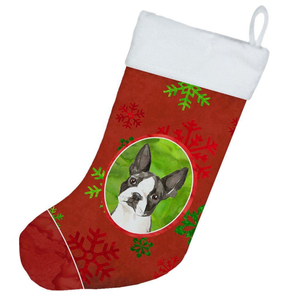 Christmas Snowflakes Boston Terrier Christmas Stocking CK4032CS  the-store.com.