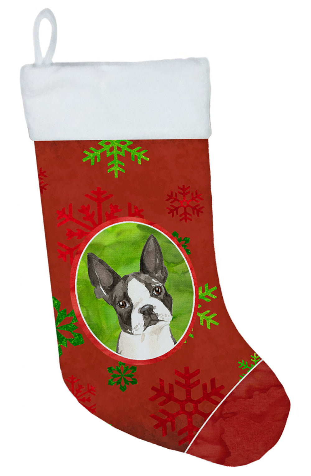 Christmas Snowflakes Boston Terrier Christmas Stocking CK4032CS  the-store.com.