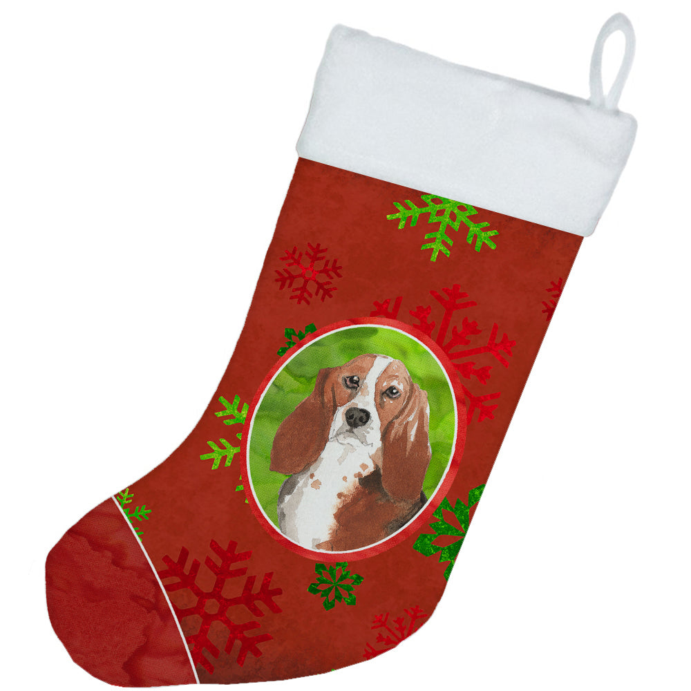 Christmas Snowflakes Basset Hound Christmas Stocking CK4036CS  the-store.com.