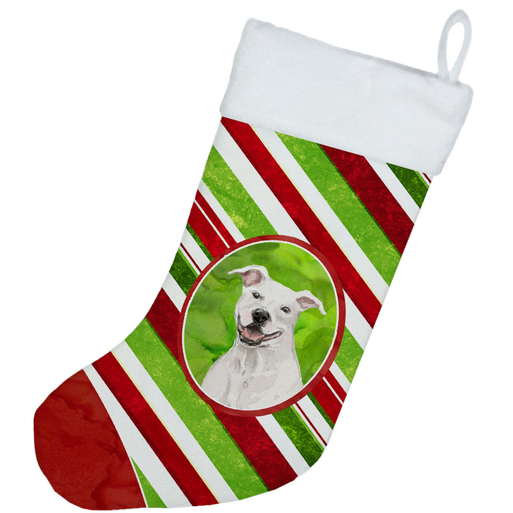 Christmas Snowflakes White Staffordshire Bull Terrier Christmas Stocking CK4040CS  the-store.com.